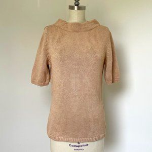 beige funnel neck sweater
